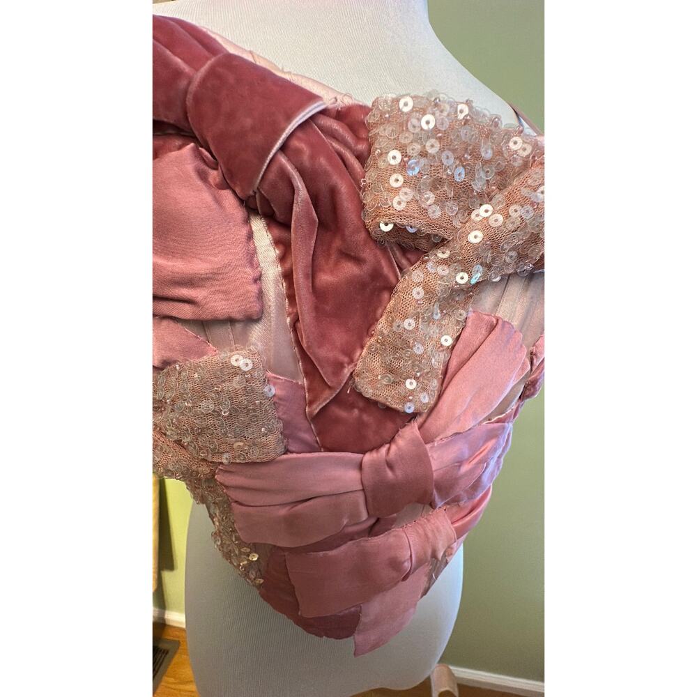 Woodley Corset Top Pink Multi LoveShackFancy 00 NWT Satin Velvet Whimsy - Picture 2 of 6